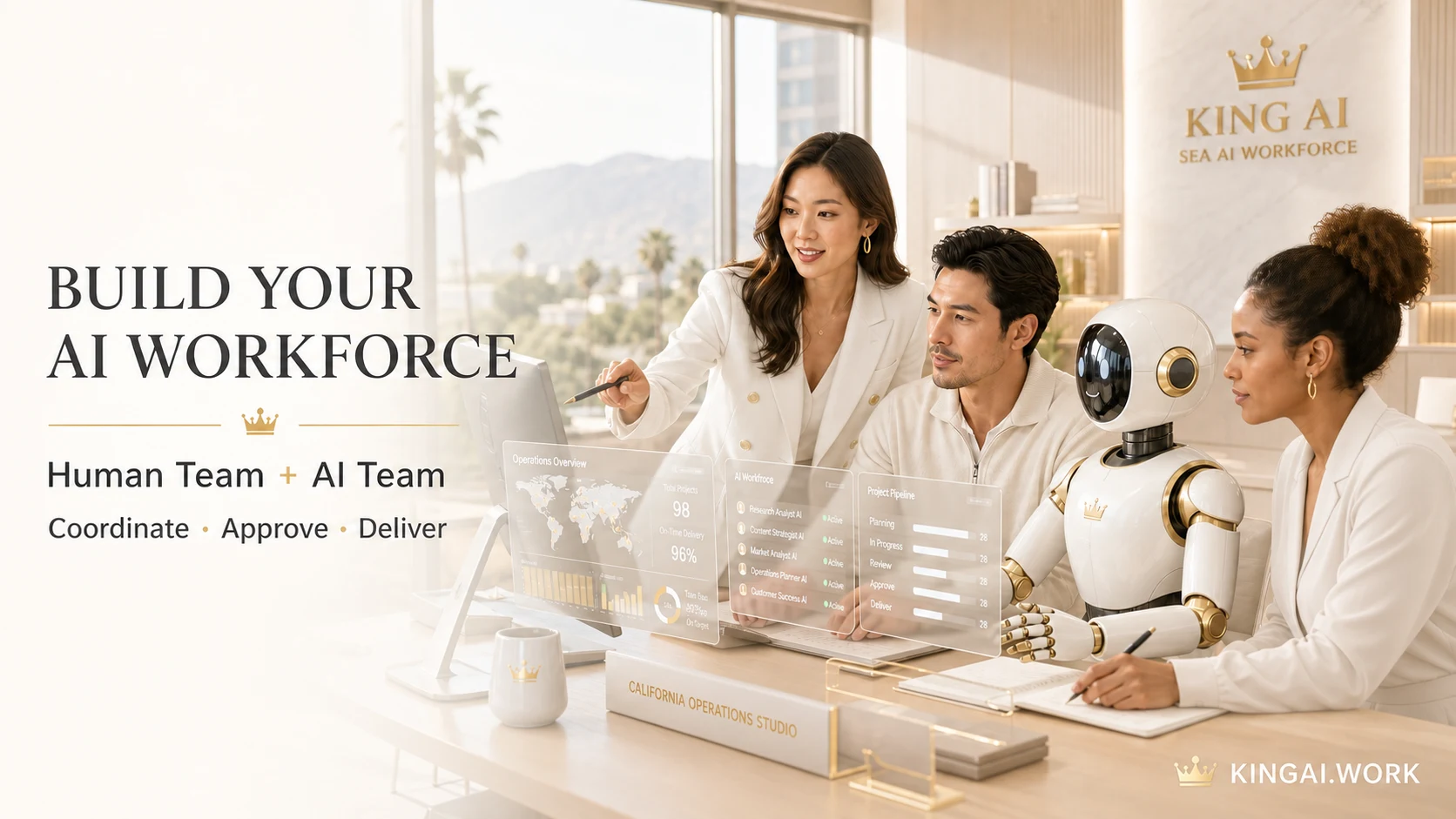 Coordinated AI workforce connected around one mission